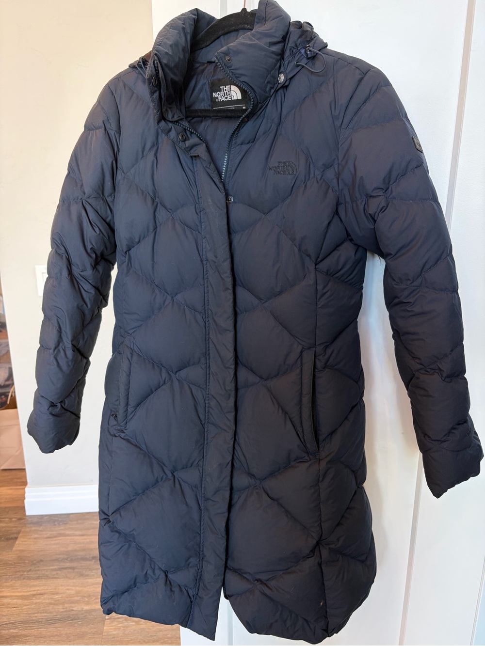 The North Face Women’s Navy Long Quilted Down Puffer Coat